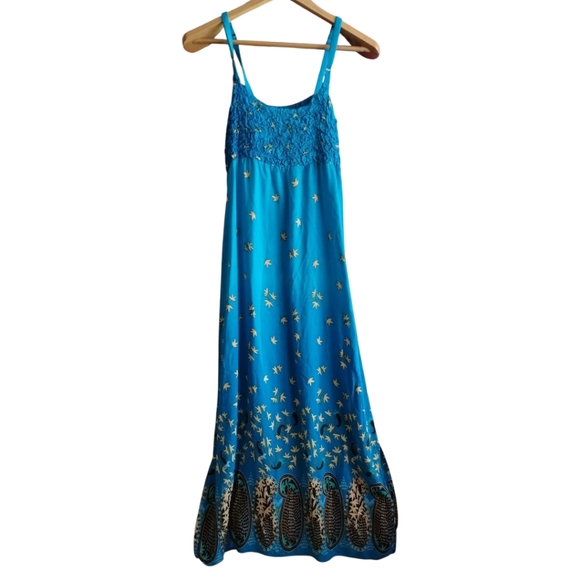 Island Plant Women's S Maxi Strap Dress Floral Tropical Soft Beach Vacation - Picture 1 of 4